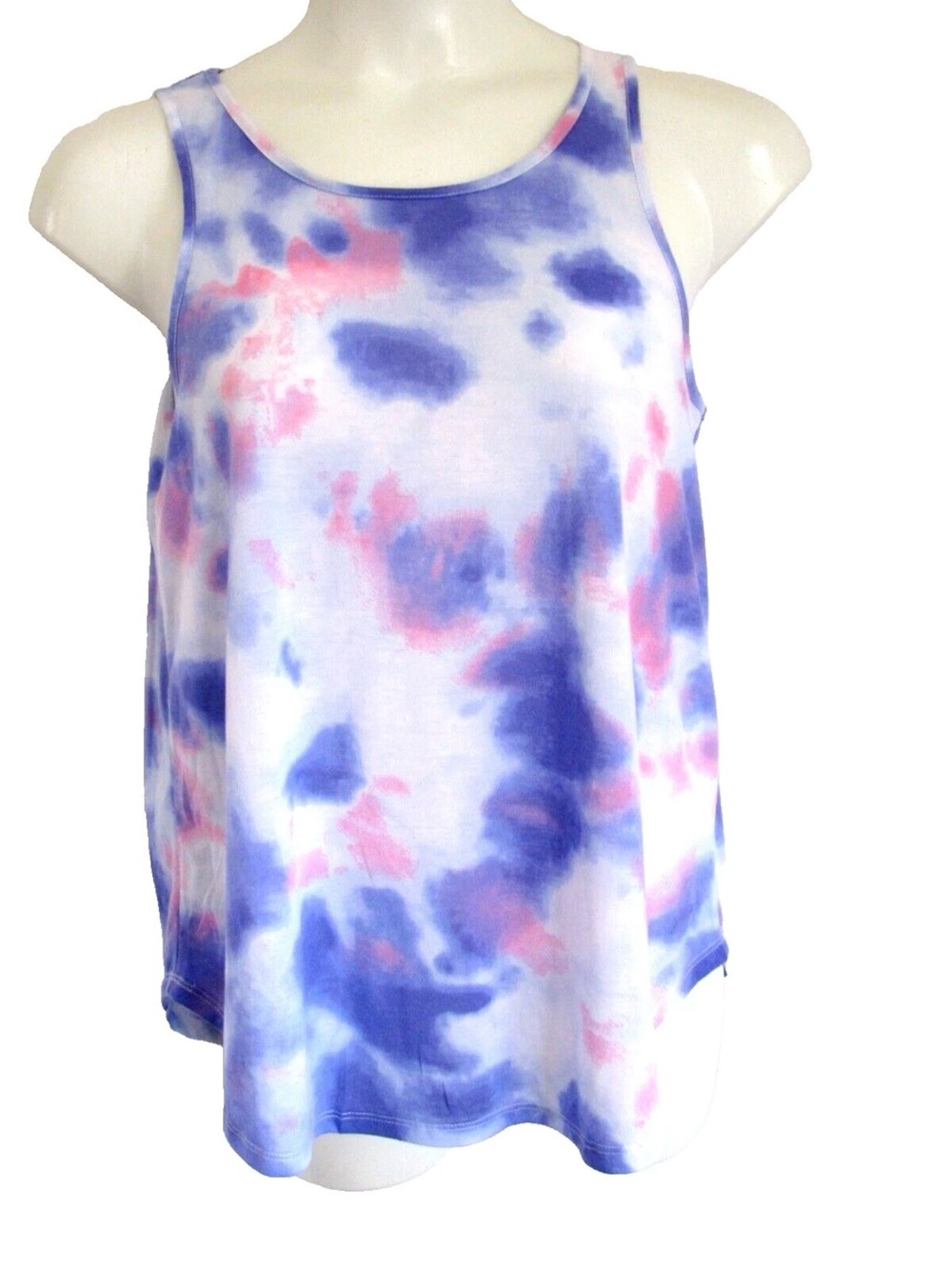 Tie Dye Tank Top Sleeveless Casual Purple Pink Scoop Neck Women L/XL NWT